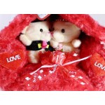 Valentines Special Beautiful Plush Red Love Hut with Couple Teddy Bears